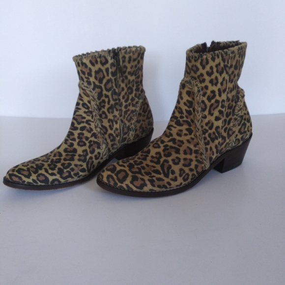 Very volatile "varela" leather leopard print boots - Picture 2 of 8